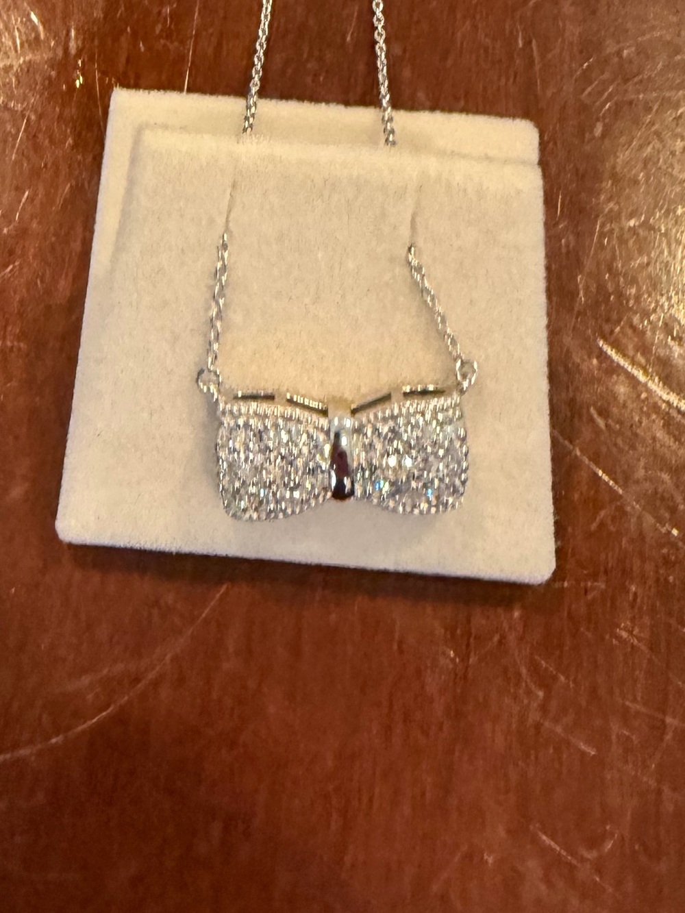 Diamond 1.25 ctw Bow Pendant Necklace - Silver
